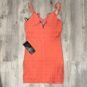 Bebe Coral Bandage Crisscross Top Dress